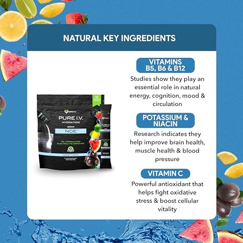 KARAMD PURE I.V. – PROFESSIONALLY FORMULATED ELECTROLYTE 4 FLAVOR VARIETY POWDER DRINK MIX – REFRESHING & DELICIOUS HYDRATING PACKETS WITH VITAMINS & MINERALS – 4 FLAVOR VARIETY – 1 BAG (16 STICKS)