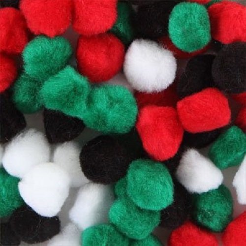 Christmas Craft Pom Poms 80 Count - Red Green White