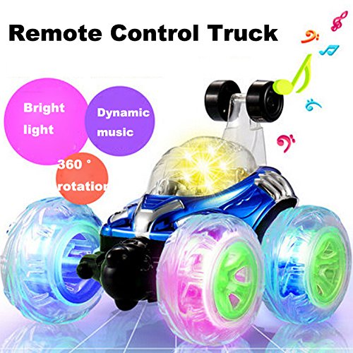 Insaneness Kid Toys for Boys Girls 360° Spinning and Flips with Color Flash & Music for Kids Remote Control Truck Pre-Kindergarten Toys (Blue) - Thumbnail 3