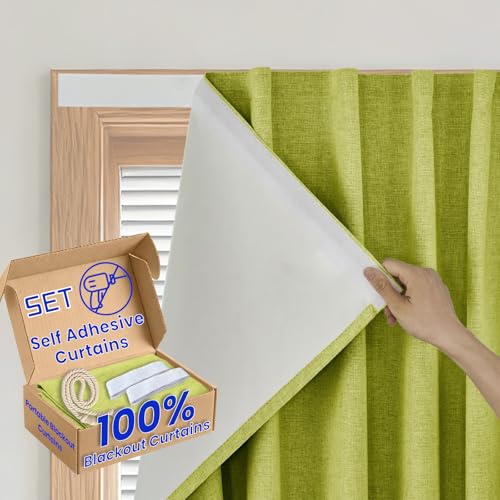 Sovtfides 100% Blackout Magic Tape Stick Curtains