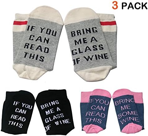 3 Pack IF YOU CAN READ THIS Socks Women Men Cotton Funny Crew Wine Party Socks