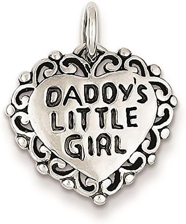 925 Sterling Silver Antiqued daddy's Little Girl Charm Pendant 19mm x 17mm
