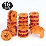 YWTESCH Replacement Trimmer Spool Line for Worx, 17 Pack (16 Pack Grass Trimmer Line, 1 Trimmer Cap)