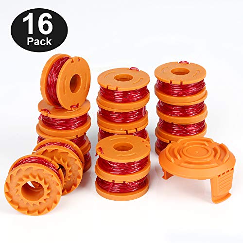 YWTESCH Replacement Trimmer Spool Line for Worx, 17 Pack (16 Pack Grass Trimmer Line, 1 Trimmer Cap)