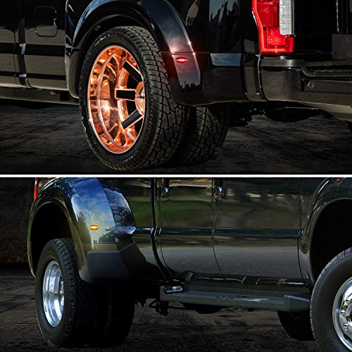 RUXIFEY Sequential Dually Bed Side Marker Lights LED Fender Sidemarkers Smoked Lens Compatible with 2011-2016 Ford F250 F350 F450 Super Duty, Pack of 4