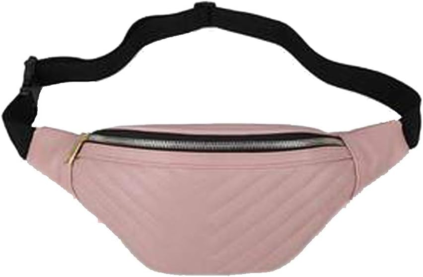 Women Waist Bag Fashion Belt Pack Round Fanny Pack Stylish PU Waist Pouch Adjustable Belt Chain Shoulder Bag (fanny pack for Pink)