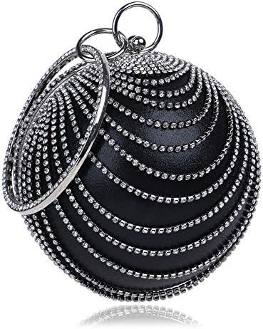 LoriLi Ladies Spherical Bride's Round Clutch Evening Bag(Black)