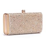 Womens Evening Clutch Bag Wedding Purse Bridal Prom Handbag Party Bag Elegance Rhinestone (Gold)