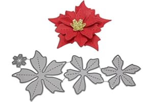 Mvchifay Cutting Dies Christmas Tag Set Metal Stencils Scrapbooking Tool DIY Carbon Steel Embossing Template for Paper Card Making (4 Pcs flowers-15.8x6.8cm)