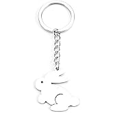 MUCOOS Forest Animal Keychain Three Silver Stainless Steel Charms Fox Rabbit Snake Woodland Creature Accessories For Women