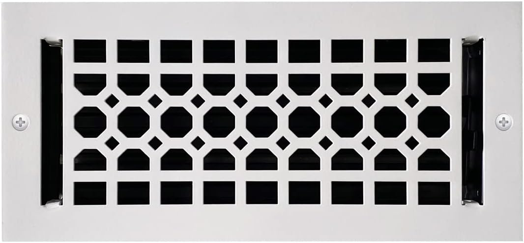 Registers, Grilles & Vents - Empire Register Co, Ceiling & Wall Vent Cover - 4x10 inch, Honeycomb Design, Matte White Finish, Metal Damper Attached, Measure Wall Hole Dimensions (not for Floor use).