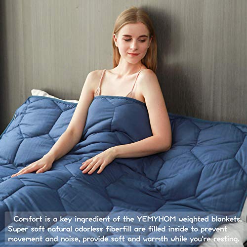 YEMYHOM 100% Cotton Weighted Blankets Adult 20 lbs 60"x80" Bed Couch Heavy Blankets Queen/King Size (Blue) - Thumbnail 3