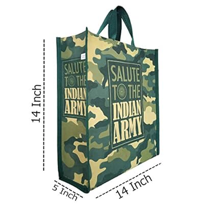 DOUBLE R BAGS Canvas Shopping Bag (Set of 6) (White_Milatry-bag_Multi)