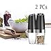 Gravity Electric Salt and Pepper Grinder Set with LED Light, Battery Powered Salt and Pepper Mills, Automatic Salt and Pepper Shakers & Adjustable Coarsenes,2 PCS (Black)