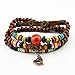 November's Chopin (TM) Unique Metal Pendant Wood Beads Leather Adjustable Multi Wrap Bracelet
