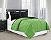 Mk Collection Down Alternative Comforter Set 2pc Twin Reversible Black/Lime Green New