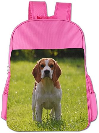 JING ZHONDA Adorable Beagle Dog Kids Lightweight School Backpack For Girls Boys Cute Bookbag Outdoor Daypack Pink
