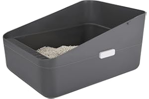 Sfozstra Open Top Litter Box: Grey Medium Removable Liner - Secure and Odor Control - Durable High Side Sifting Litter Box for Small Cats