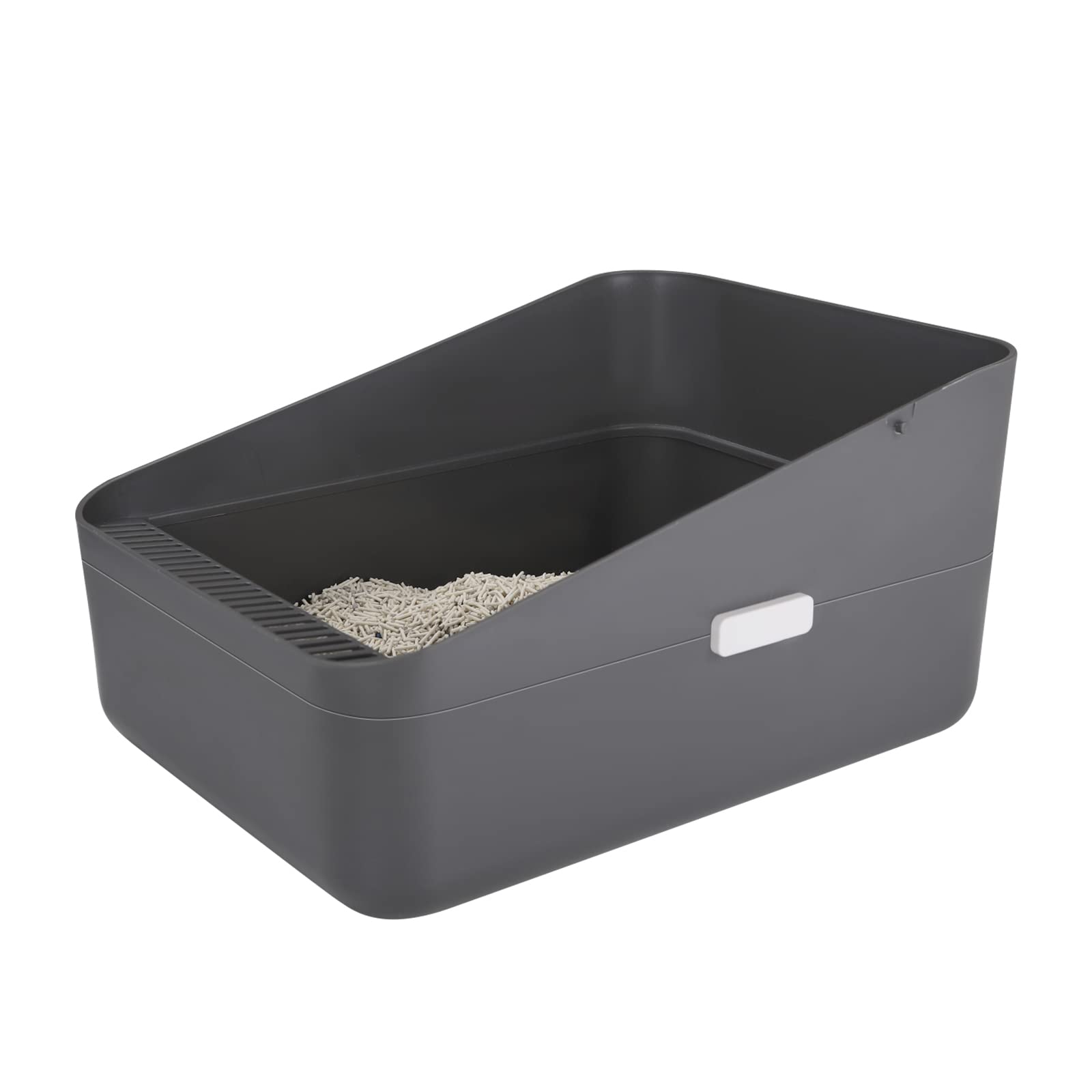Photo 1 of Sfozstra Open Litter Box, Secure and Odor Control, Durable High Side Sifting Litter Box for Small Cats, Removable, Easy to Clean and Assemble (Gray M)