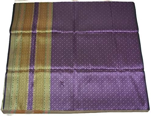 Thai Tradition Purple Gold Synthetic Silk Fabric for Clothing Dress Skirt FB13