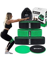 Bandas de resistencia de tela y juego de ejercicios de deslizamiento de núcleo, 3 bandas para botines de fitness y 2 deslizadores de fuerza para piernas, glúteos, abdominales, glúteos, hombros y brazos, banda de resistencia antideslizante y no enrollable