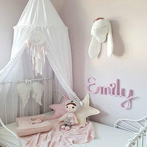 Inkach Pink Mosquito Net Canopy - Baby Bed Curtains - Round Dome Princess Bedding Mosquito Netting Cover Hanging Tent (White)