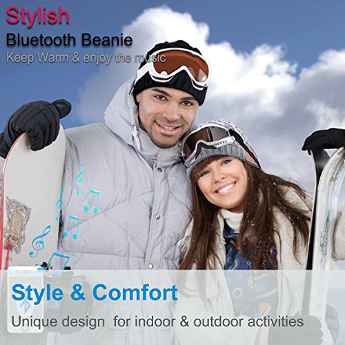 Qshell Unisex Winter Bluetooth Beanie Hat Music Cap with Headphone Headset Stereo Speakers and Mic Hands Free Outdoor Sport Skinning,Cycling,Compatible with iPhone X/8S Android Cell Phones - Gray
