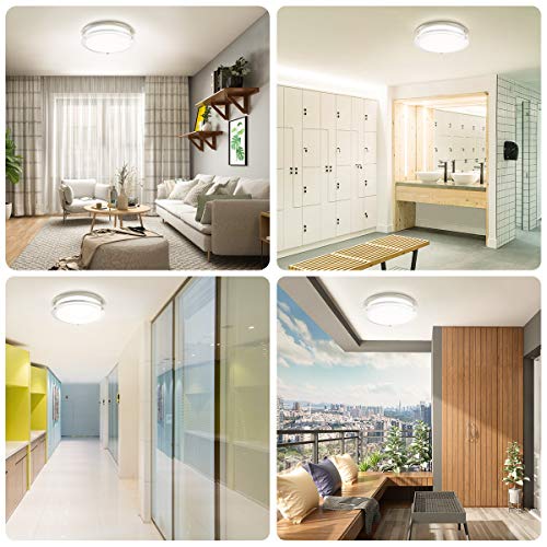 LE LED Flush Mount Ceiling Lights, 10 inch Brushed Nickel Ceiling Light