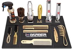 IEBARBER Magnetic Barber Mat for Station Barber Organizer Mat for Clipper Salon Station Tools with 6 Slots for Clippers Salon Barbershop Work Station Pads anti slip 19" X 12.5”-Black