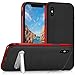 iPhone X Case Herringbone with Flexible Inner Protection and Reinforced Hard Bumper Frame +Magnetic Kickstand for Apple iPhone X (Black and red)