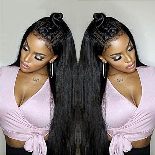Elva Hair 360 Lace Frontal Human Hair Wig Pre-Plucked Hairline 360 Lace Front Wig Straight Hair Wig for Black Women (12inch with 180% density)