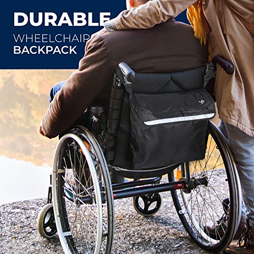 Pembrook Wheelchair Backpack Bag - Wheel Chair and Walker Accessories Side Storage Bags - Lightweight Pack for Mobility, Transport & Travel Portable Devices - Fits Scooter, Electric Wheelchairs & Etc - Thumbnail 6