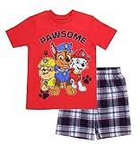Nickelodeon Little Boys Paw Patrol 2-Piece Plaid Short Sets (3T, Red)