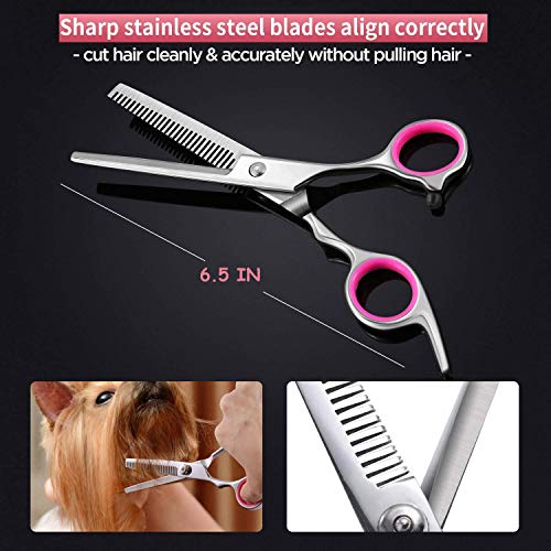 HJia Dog Grooming Scissors Set, Safety Round Blunt Tip Pet Grooming KitStraight, Curved