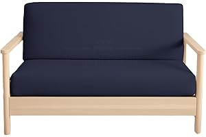 YARNS OF COTTON Queen Size Armless Futon Covers - 100% Egyptian Cotton 600 Thread-Count Futon Slipcovers - Zippered Couch Cover Sofa Bed Protector, Sleeper Sofa Cover, Machine Washable, Navy Blue