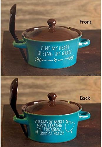 Jozie B 246344 "Tune My Heart to Sing Thy Grace" Stoneware Bowl &amp; Lid with Spoon Set