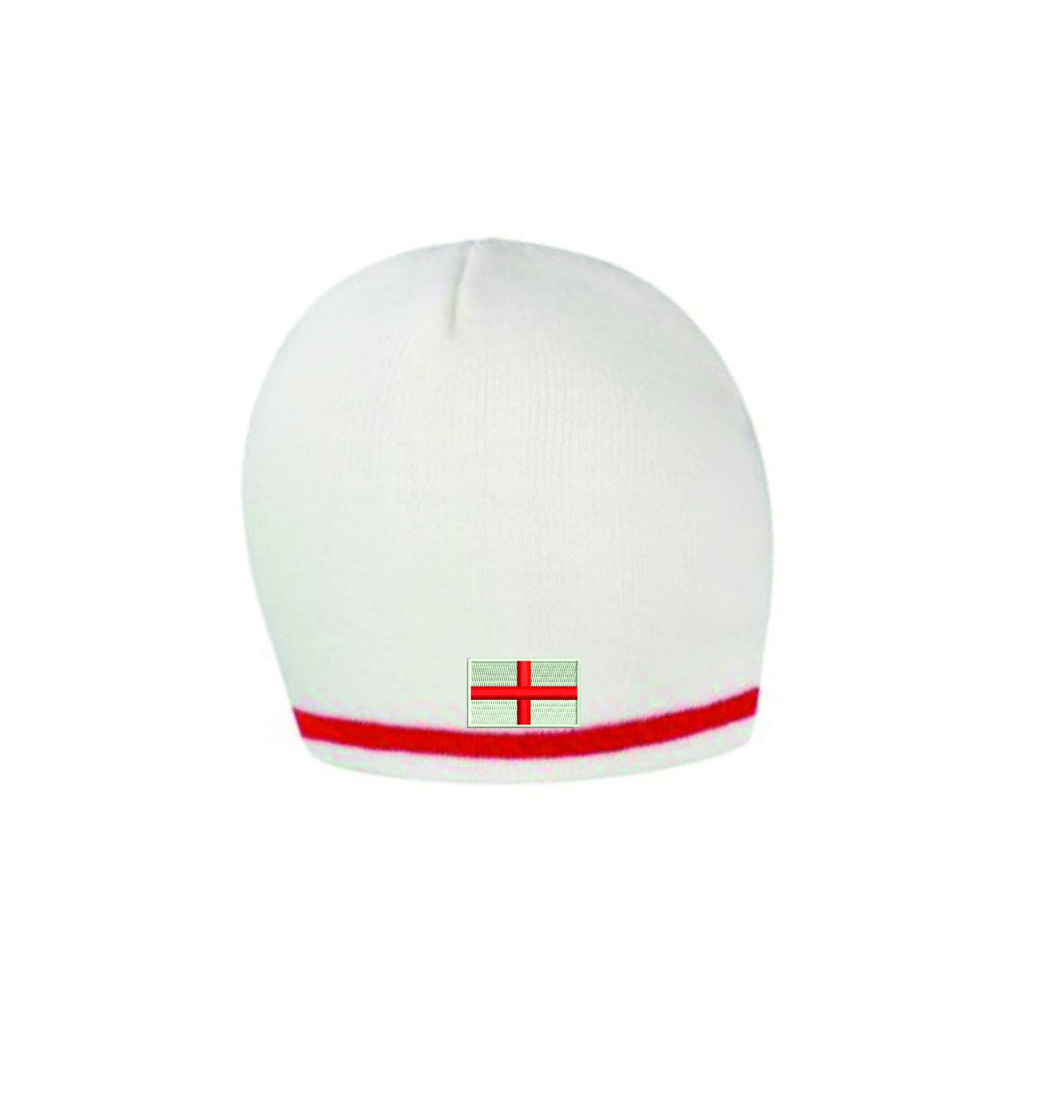 Super Lemon England Beanie St George Cross Hat Cap Great for Supporting England in Cricket, Rugby Football, Or Birthday Present for Any Sports English Fan White/Red
