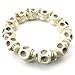 KONOV Mens Howlite Turquoise Bracelet, Tibetan Beaded Skull, White