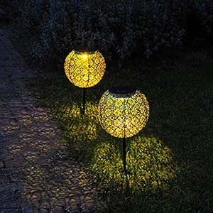 Gadgy Solar Tuinpad Verlichting Buiten | Set van 2 | Led Terras- en Tuinverlichting op Zonne-energie | Tuinprikker Goud…
