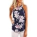 Clearance! E-Papaya Women Fashion Floral Printed Sleeveless Tank Top shirt Vest (L, Blue)