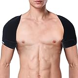 GOGO Double Shoulder Support with Adjustable Strap, SBR Shoulder Brace Neoprene Sport Protector Compression Wrap-Black