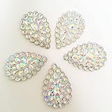 20 Pcs Silver Iridescent Flat Back Teardrop Beads Cabochons Size 20mm X 30mm