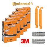 Continental Bicycle Tubes Race 28 S42 (20C-25C) Presta Valve 42mm Bike Tube - Bundle of 5 Tubes, 2 Levers and 2 3M Reflexive Stickers (Diamond White)