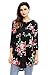 AlvaQ Womens Summer 3 4 Sleeve Sexy Floral Blouses Juniors Fashion 2017 Plus Size Ruffle Tops Work Tunic Black