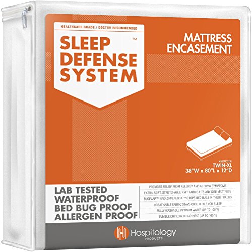 The Original Sleep Defense System - Waterproof / Bed Bug / Dust Mite Proof - PREMIUM Zippered Mattress Encasement & Hypoallergenic Protector - 38-Inch by 80-Inch, Twin XL - Standard 12