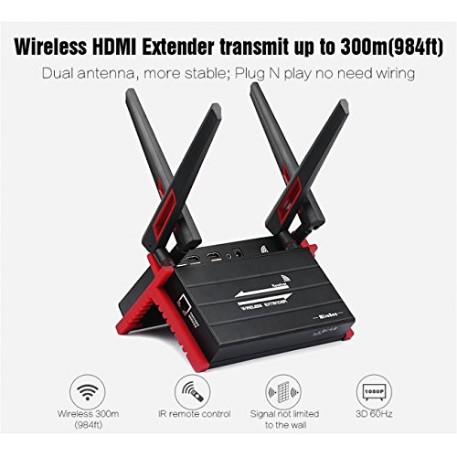 Mirabox 984ft 300m Wireless HDMI Sender Tansmitter Receiver Extender Support Full HD 1080P HDMI Wireless Transmission With IR Remote Control and HDMI Local Loopout - Thumbnail 2