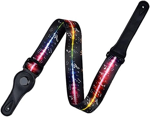 OLizee Durable Guitar Strap Adjustable Polyester Bass Strap with Leather Ends Various Styles, Notes