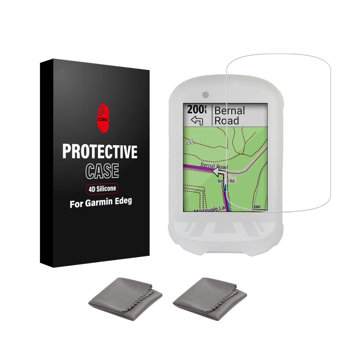 Chooee 4D Silicone case compatible with Garmin Edge 830 Anti Drop Protective Cover with Screen Protector Transparent