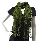 Purse babe Womens Net Chain Knitted Chunky Curly Scarf shawl With Lace And Fringe