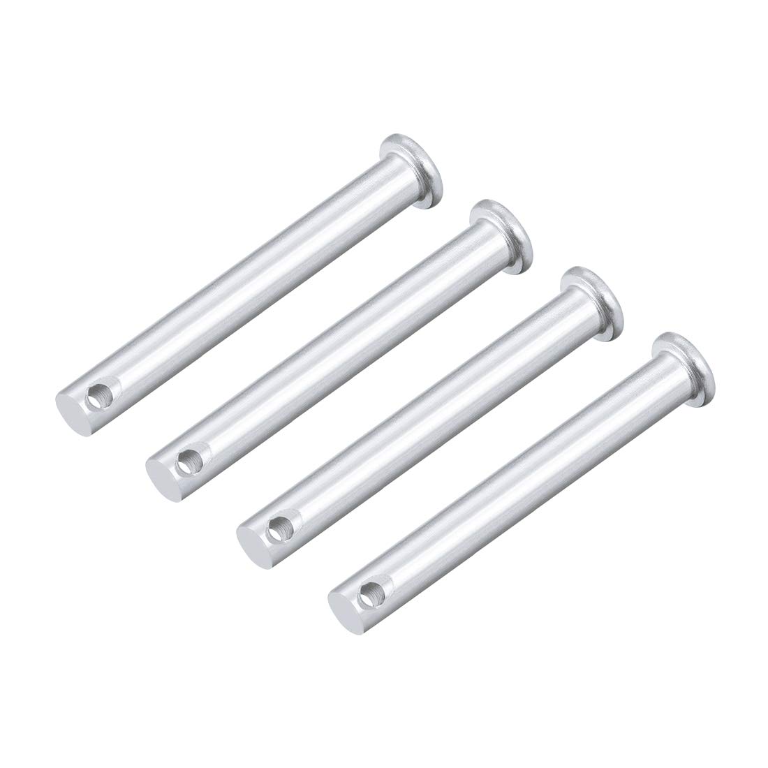 sourcing map Single Hole Clevis Pins - 8mm X 80mm Flat Head Zinc-Plating Solid Steel Link Hinge Pin 4Pcs